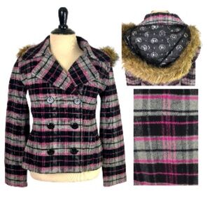 Victoria Secret PINK wool plaid coat